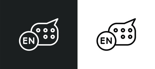 english icon isolated in white and black colors. english outline vector icon from multimedia collection for web, mobile apps and ui.
