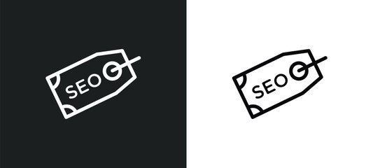 seo tag icon isolated in white and black colors. seo tag outline vector icon from multimedia collection for web, mobile apps and ui.