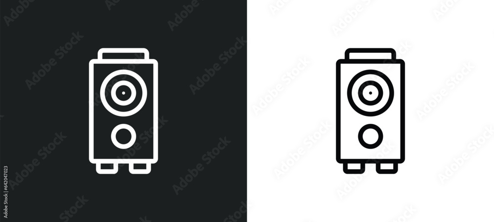 Poster subwoofer speaker icon isolated in white and black colors. subwoofer speaker outline vector icon fro
