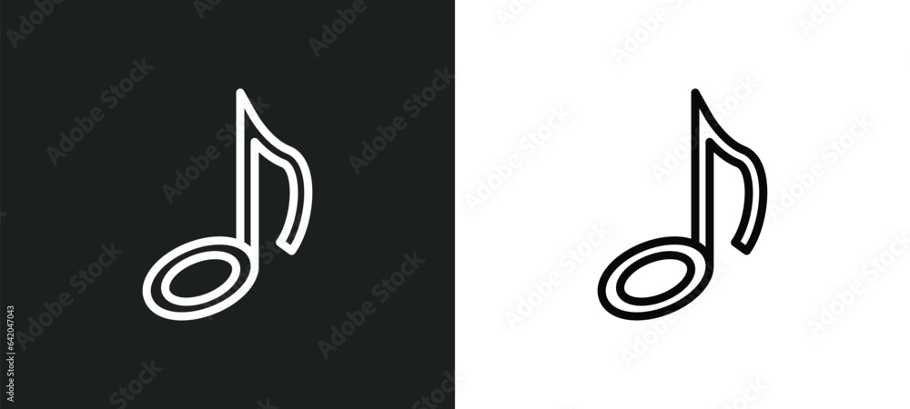 Poster quaver note icon isolated in white and black colors. quaver note outline vector icon from music coll
