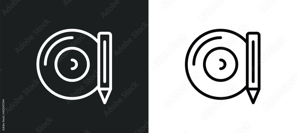 Poster cd writer icon isolated in white and black colors. cd writer outline vector icon from music collecti