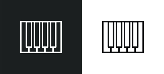 seven piano keys icon isolated in white and black colors. seven piano keys outline vector icon from music collection for web, mobile apps and ui.
