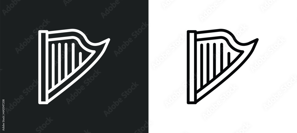 Poster harp icon isolated in white and black colors. harp outline vector icon from music collection for web