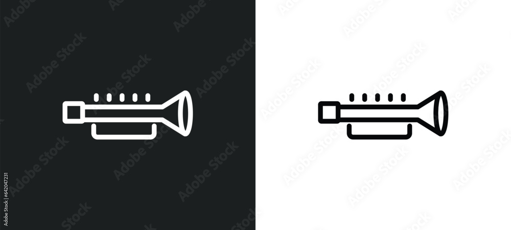Poster cornet icon isolated in white and black colors. cornet outline vector icon from music collection for
