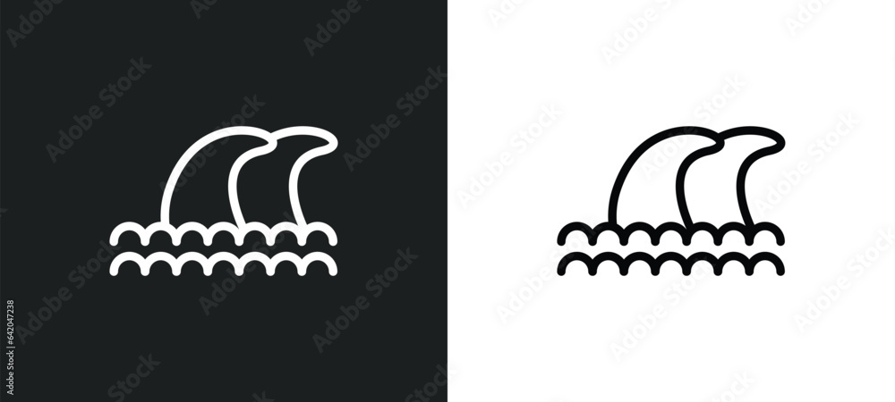 Poster waves icon isolated in white and black colors. waves outline vector icon from nature collection for 