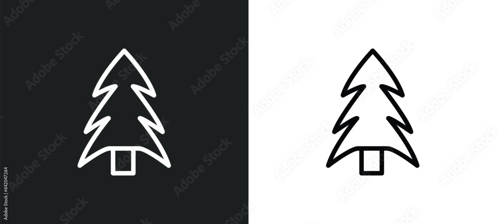 Poster pine tree icon isolated in white and black colors. pine tree outline vector icon from nature collect