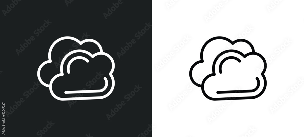 Poster clouds icon isolated in white and black colors. clouds outline vector icon from nature collection fo
