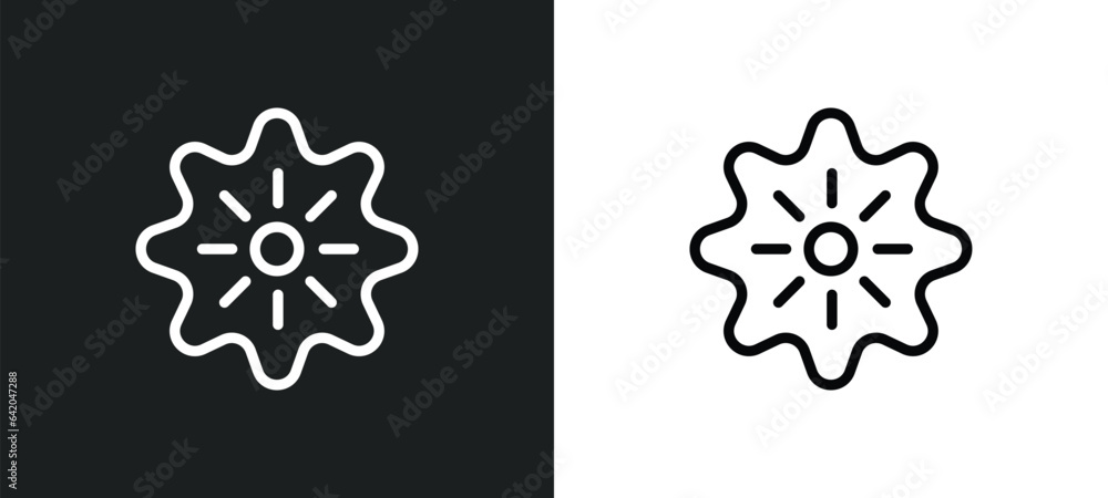 Poster aster icon isolated in white and black colors. aster outline vector icon from nature collection for 