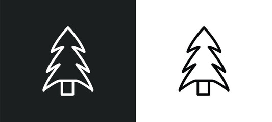 pine tree icon isolated in white and black colors. pine tree outline vector icon from nature collection for web, mobile apps and ui.