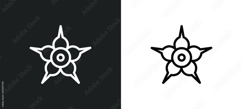 Poster petunia icon isolated in white and black colors. petunia outline vector icon from nature collection 