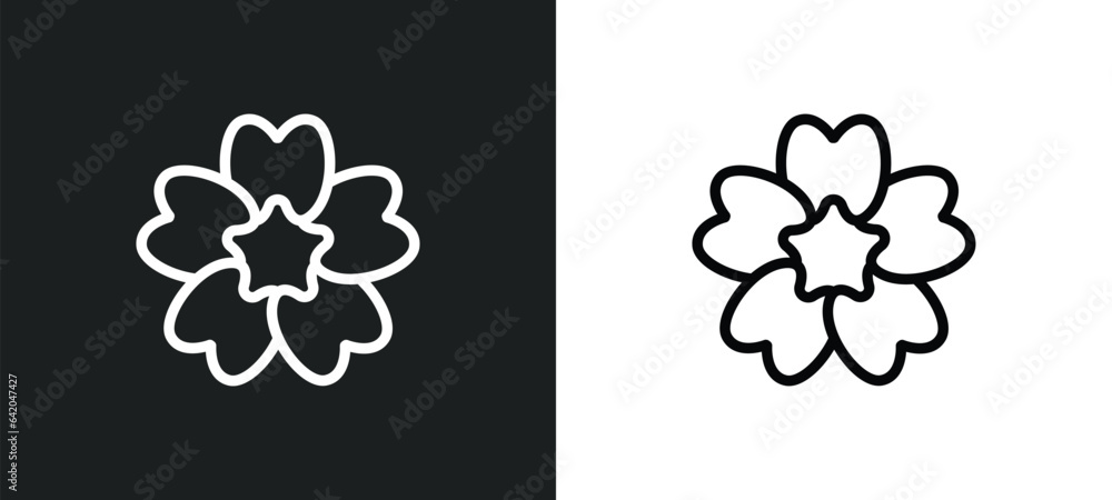Poster sakura icon isolated in white and black colors. sakura outline vector icon from nature collection fo