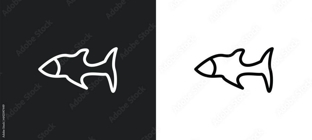 Poster shark icon isolated in white and black colors. shark outline vector icon from nautical collection fo
