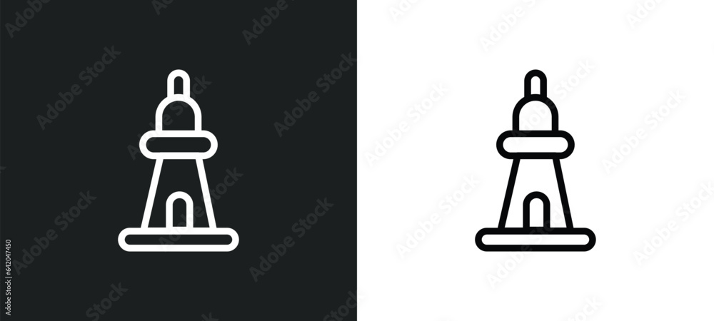 Poster lighthouse icon isolated in white and black colors. lighthouse outline vector icon from nautical col