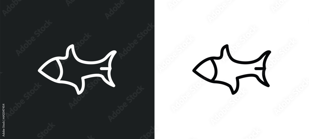 Poster fish icon isolated in white and black colors. fish outline vector icon from nautical collection for 