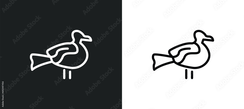 Poster seagull icon isolated in white and black colors. seagull outline vector icon from nautical collectio