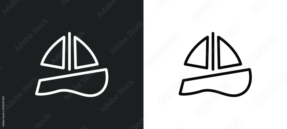 Poster sailboat icon isolated in white and black colors. sailboat outline vector icon from nautical collect