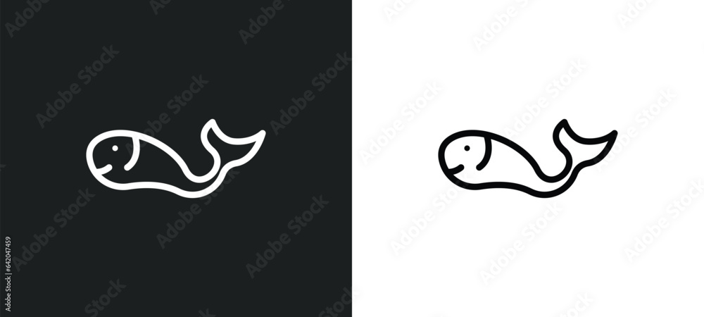 Poster whale icon isolated in white and black colors. whale outline vector icon from nautical collection fo