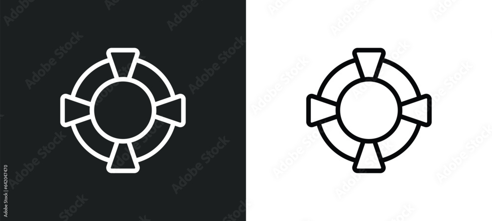 Poster lifesaver icon isolated in white and black colors. lifesaver outline vector icon from nautical colle