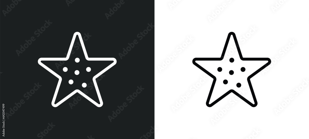 Poster starfish icon isolated in white and black colors. starfish outline vector icon from nautical collect