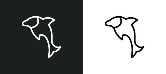 dolphin icon isolated in white and black colors. dolphin outline vector icon from nautical collection for web, mobile apps and ui.
