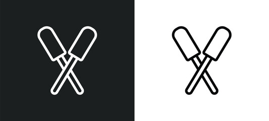 paddles icon isolated in white and black colors. paddles outline vector icon from nautical collection for web, mobile apps and ui.