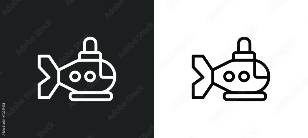 Poster submarine facing right icon isolated in white and black colors. submarine facing right outline vecto