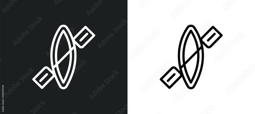 Poster one kayak icon isolated in white and black colors. one kayak outline vector icon from nautical colle