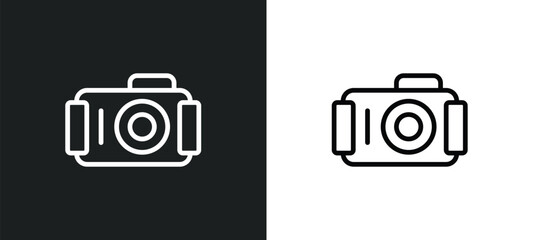 water resist camera icon isolated in white and black colors. water resist camera outline vector icon from nautical collection for web, mobile apps and ui.