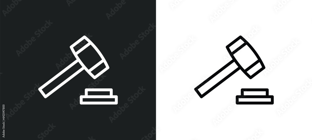 Poster mallet icon isolated in white and black colors. mallet outline vector icon from other collection for