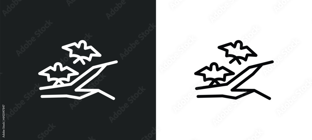 Poster branch bat icon isolated in white and black colors. branch bat outline vector icon from other collec