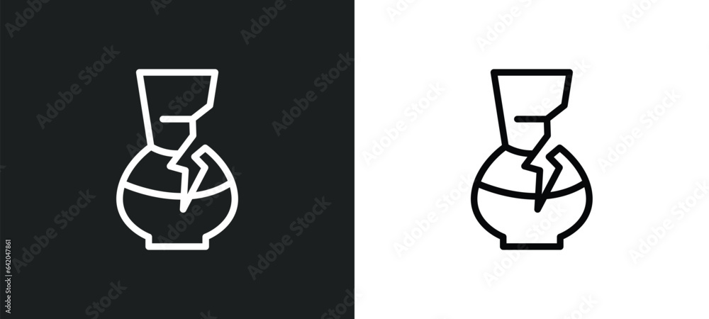 Poster broken vase icon isolated in white and black colors. broken vase outline vector icon from other coll