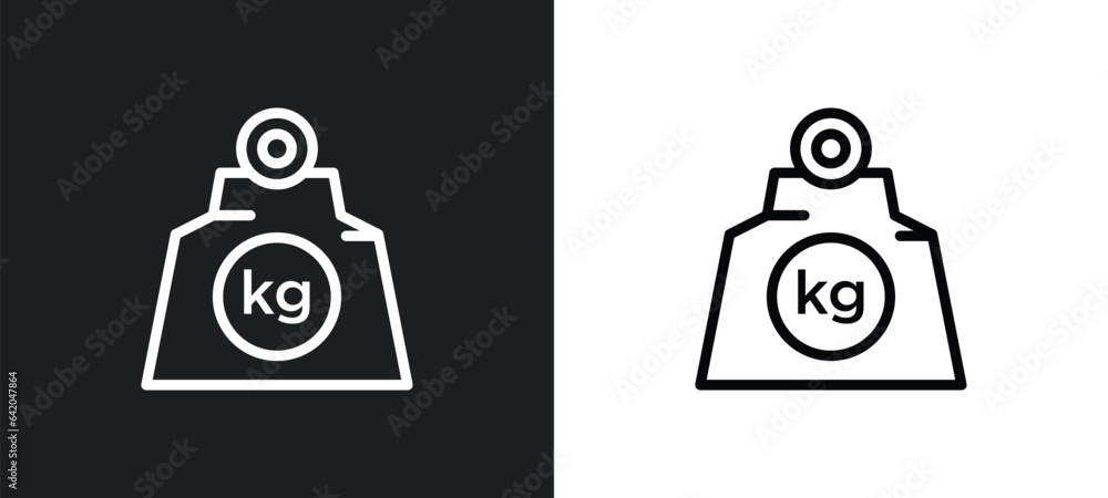 Poster kilograms icon isolated in white and black colors. kilograms outline vector icon from other collecti