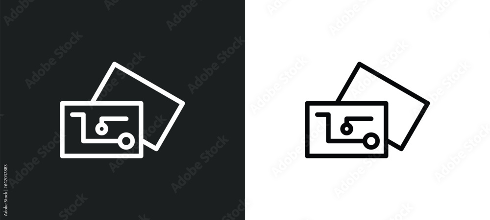 Poster black abstract business card icon isolated in white and black colors. black abstract business card o