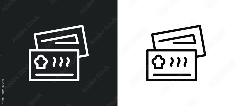 Poster cook business card icon isolated in white and black colors. cook business card outline vector icon f