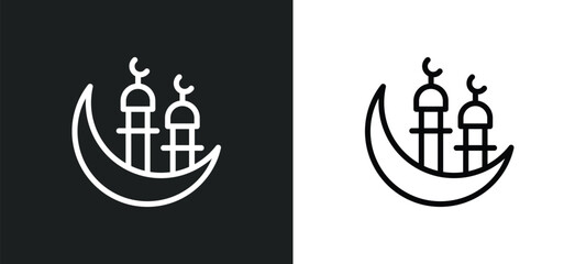 mosque and moon icon isolated in white and black colors. mosque and moon outline vector icon from other collection for web, mobile apps ui.
