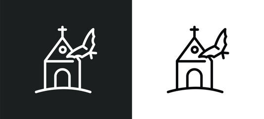 church with bats icon isolated in white and black colors. church with bats outline vector icon from other collection for web, mobile apps and ui.