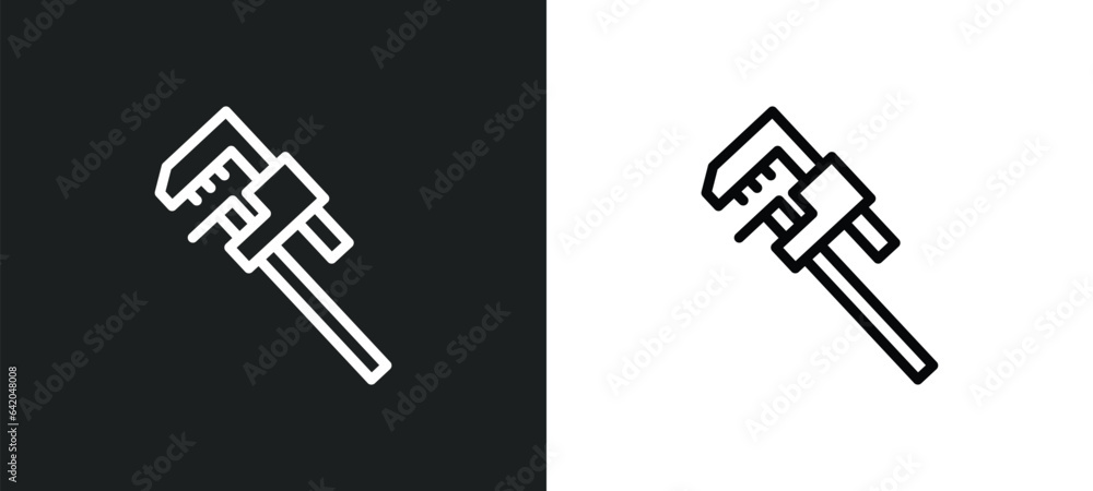 Poster pipe wrench icon isolated in white and black colors. pipe wrench outline vector icon from other coll