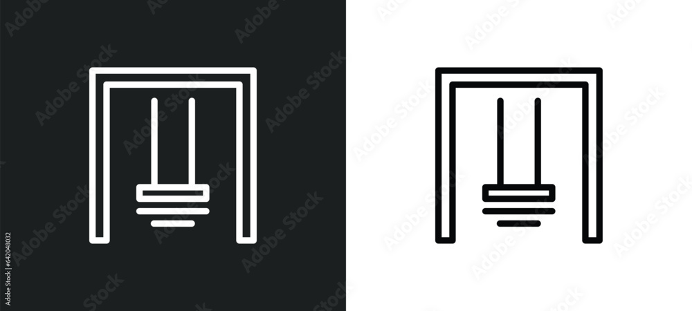 Poster swing game icon isolated in white and black colors. swing game outline vector icon from other collec