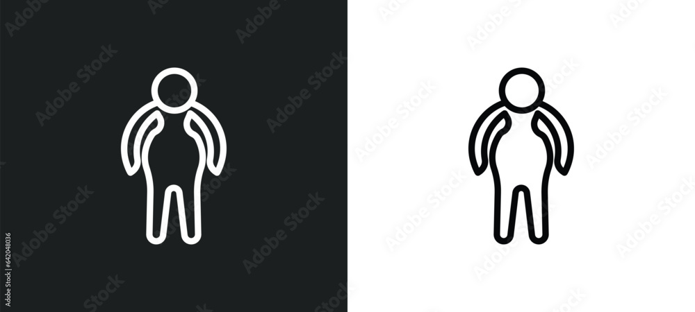 Poster overweight icon isolated in white and black colors. overweight outline vector icon from other collec
