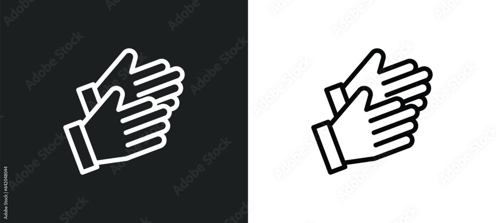 Poster claping hands icon isolated in white and black colors. claping hands outline vector icon from party 