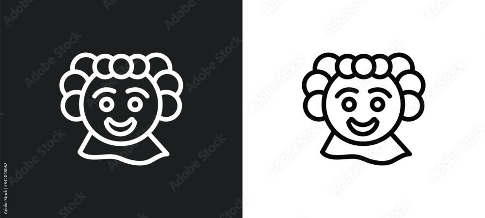 Poster clown head icon isolated in white and black colors. clown head outline vector icon from party collec