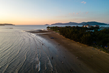 Aerial View at Tanjung Aru Beach in Kota Kinabalu, Sabah, Malaysia