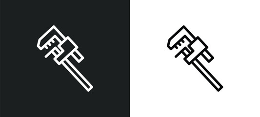 pipe wrench icon isolated in white and black colors. pipe wrench outline vector icon from other collection for web, mobile apps and ui.