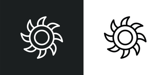 saw blade icon isolated in white and black colors. saw blade outline vector icon from other collection for web, mobile apps and ui.