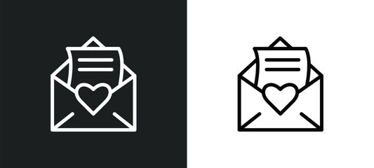 open envelope with heart letter icon isolated in white and black colors. open envelope with heart letter outline vector icon from party collection for web, mobile apps and ui.