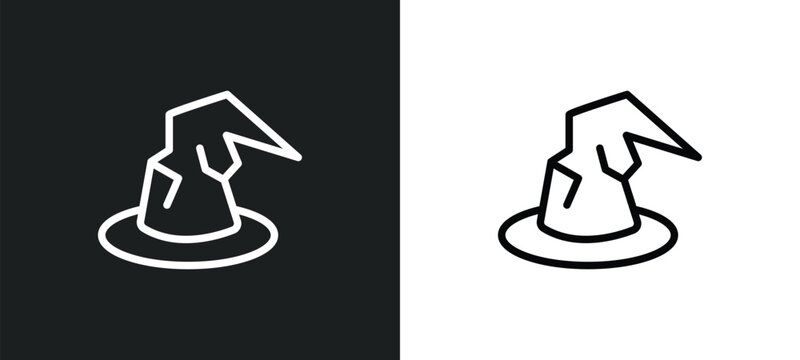 wizard hat icon isolated in white and black colors. wizard hat outline vector icon from party collection for web, mobile apps and ui.
