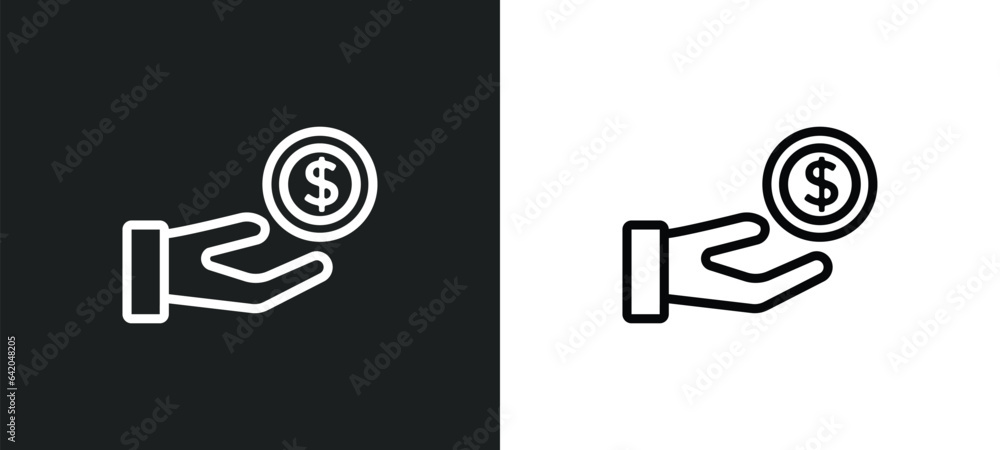 Poster pay icon isolated in white and black colors. pay outline vector icon from payment collection for web
