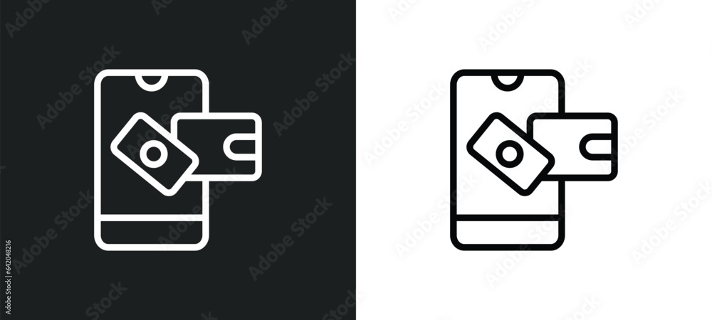 Poster online wallet icon isolated in white and black colors. online wallet outline vector icon from paymen