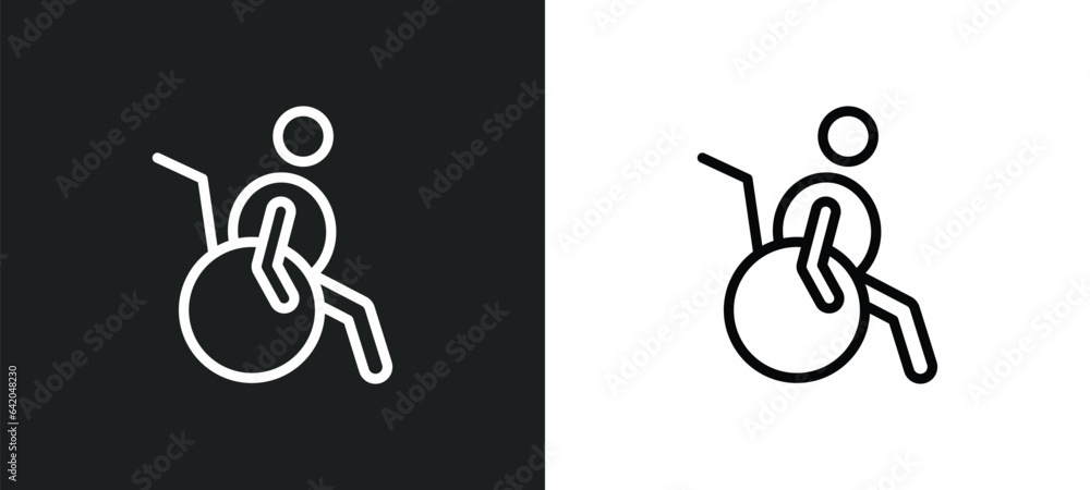 Poster wheelchair side view icon isolated in white and black colors. wheelchair side view outline vector ic