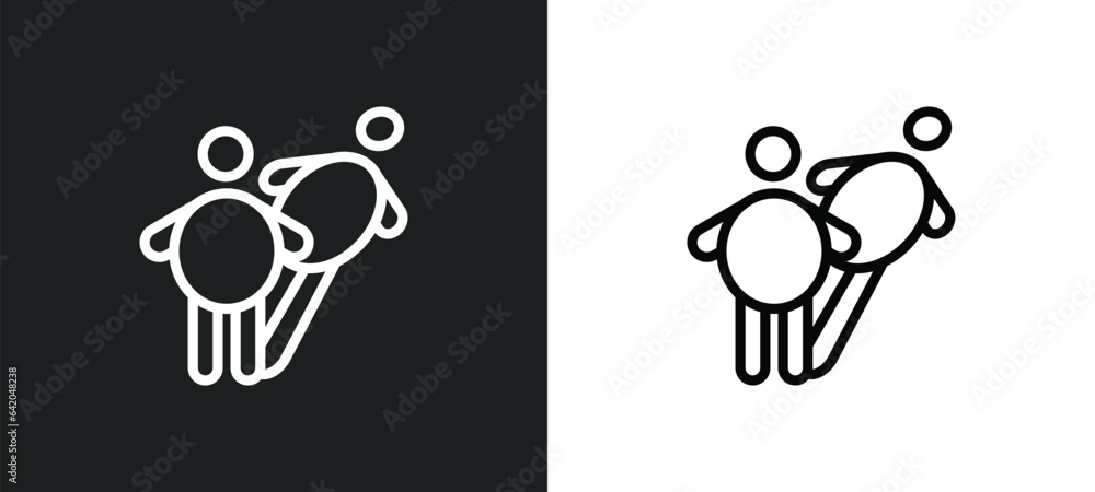 Poster image shadow icon isolated in white and black colors. image shadow outline vector icon from people c